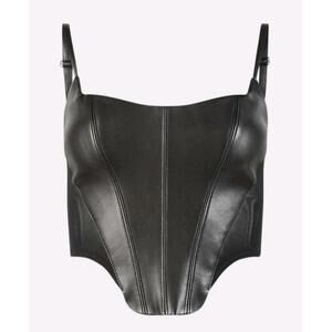 NWT! RTA Dinis Boned Leather Corset Top Black Size 2 Lambskin REVOLVE FARFETCH
